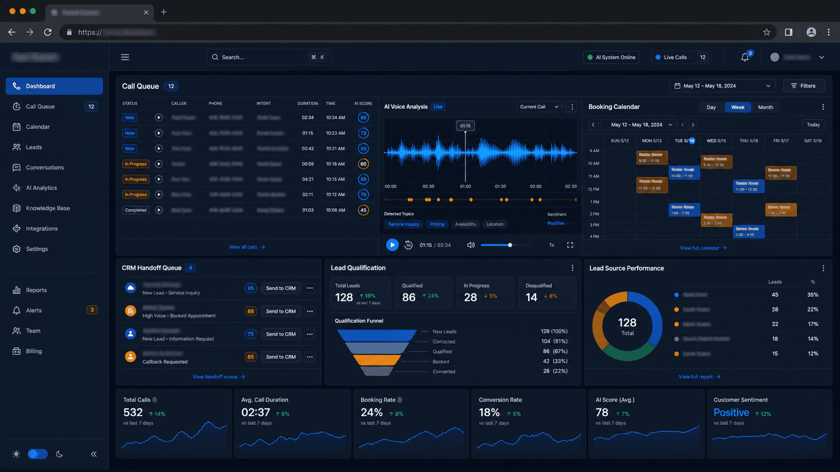 AI Caller Intake System representative interface