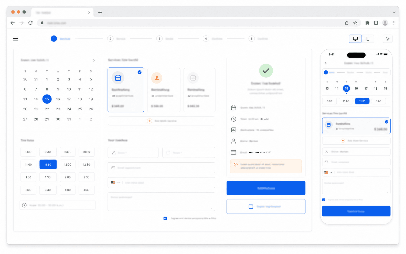 Mobile-Ready Booking App representative interface